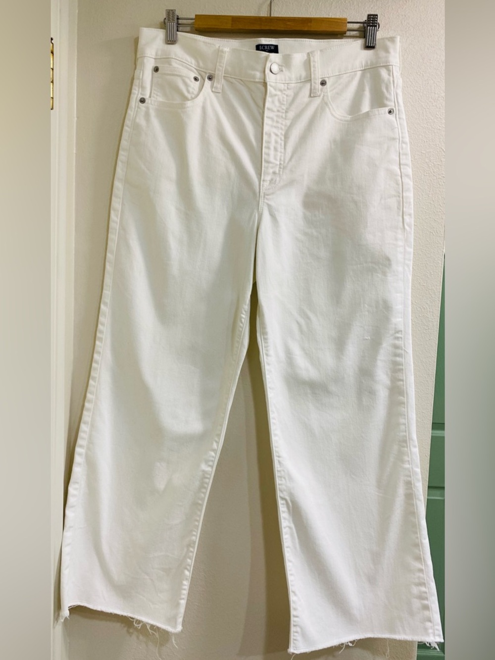 J. Crew White Wide-Leg Crop Raw Hem Jeans Size 30 - Picture 3 of 7